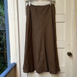 Eileen fisher Irish linen skirt M Brown Aline Pull On Relaxed Summer Flowy Light